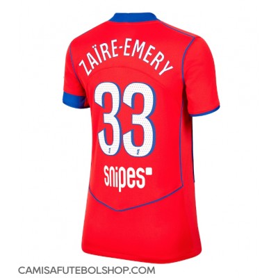 Camisa de time de futebol Paris Saint-Germain Warren Zaire-Emery #33 Replicas 3º Equipamento Feminina 2025-26 Manga Curta Camisa de time de futebol Paris Saint-Germain Warren Zaire-Emery #33 Replicas 3º Equipamento Feminina 2025-26 Manga Curta